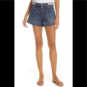 Veronica Beard Zynan Stripe Waist Denim Short NWT